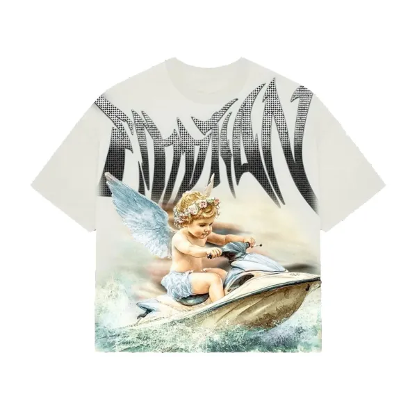 Design Angel Jet Ski Graphic T-Shirt White - 1