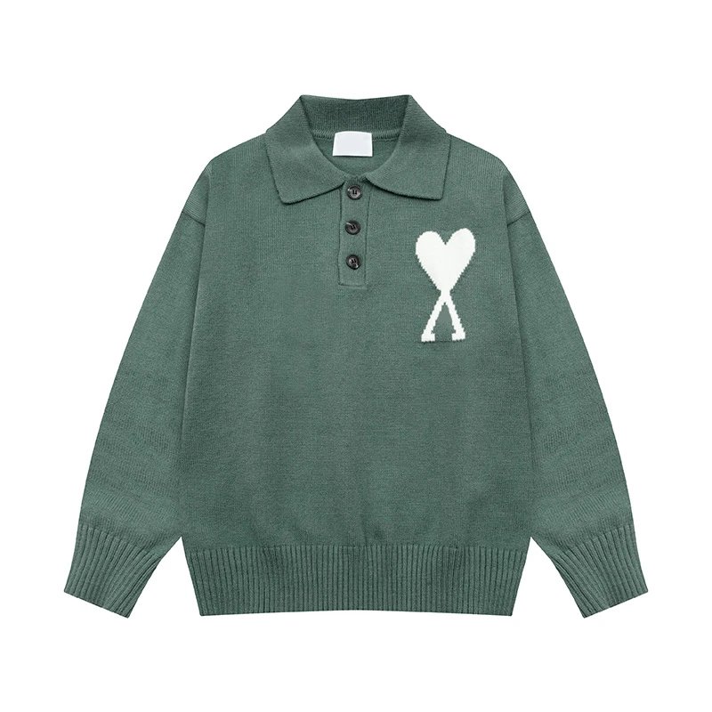 CLAMS Knit Sweater Heart Pattern Turndown Collar photo 4
