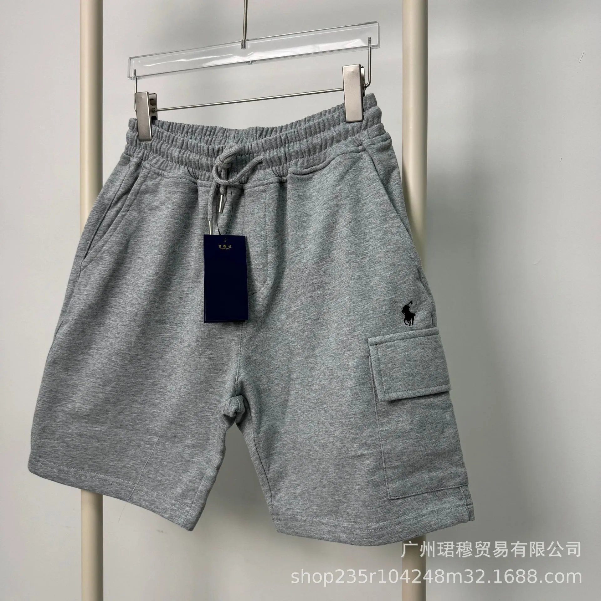 Polo Ralph Lauren Gray Black White Embroidered Logo Cargo Shorts