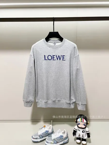 Loewe Logo Embroidered Gray Hoodie - 1