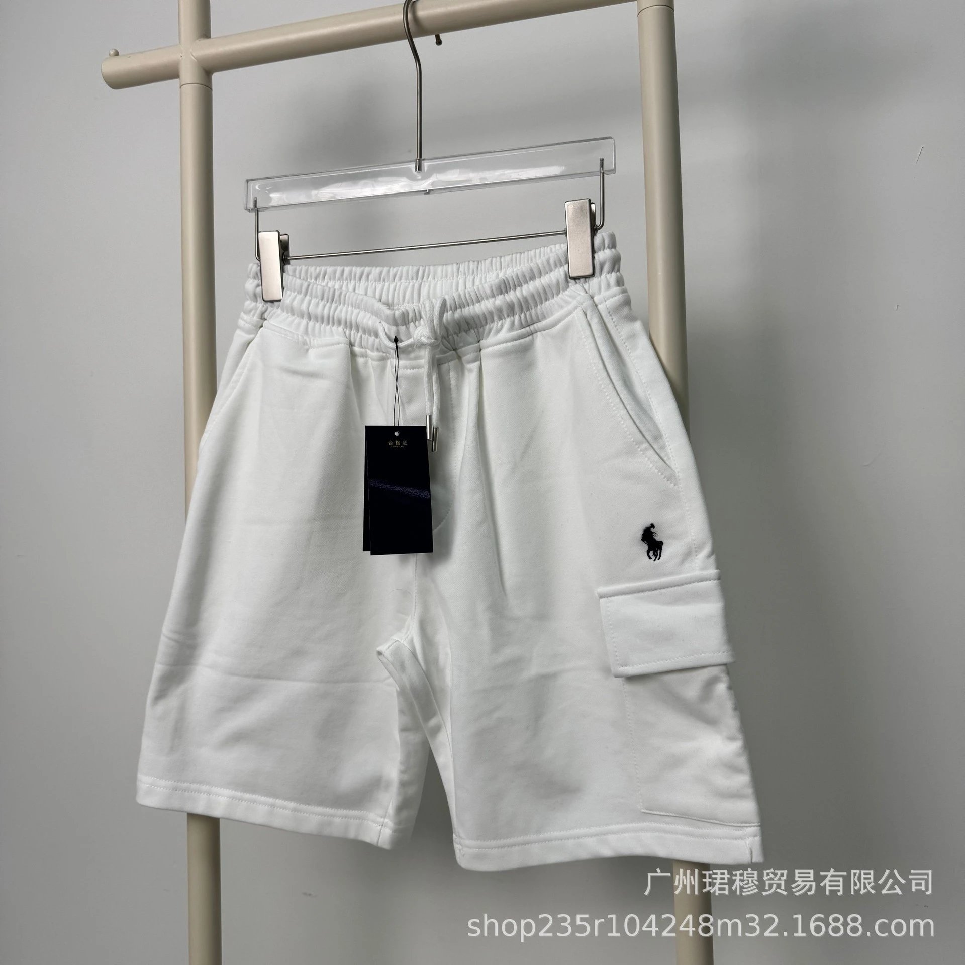 Polo Ralph Lauren Gray Black White Embroidered Logo Cargo Shorts