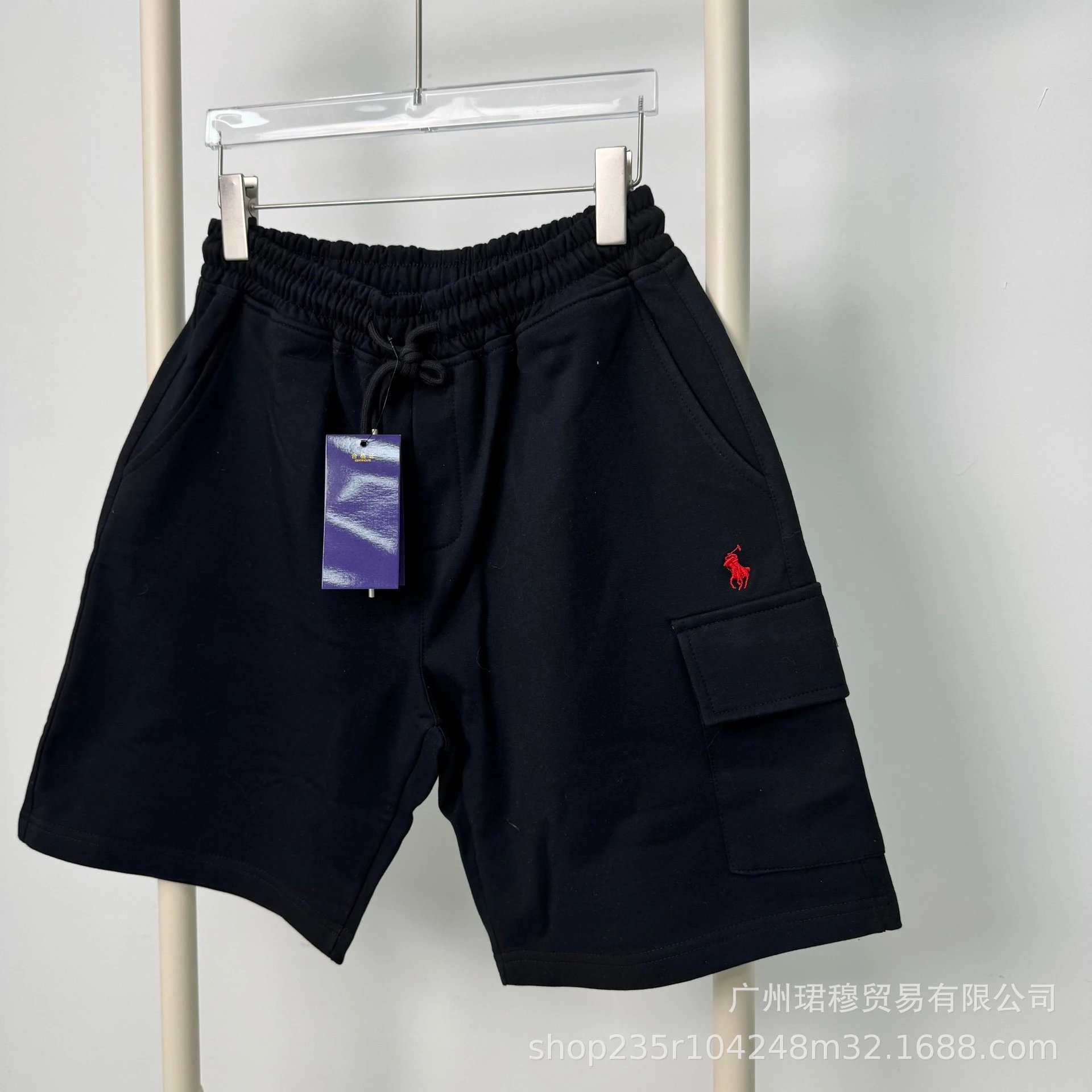 Polo Ralph Lauren Gray Black White Embroidered Logo Cargo Shorts