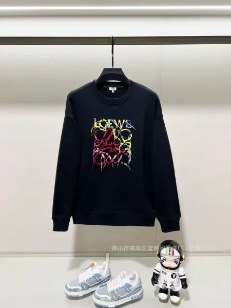 Loewe Multicolor Anagram Embroidered Black Hoodie - 1