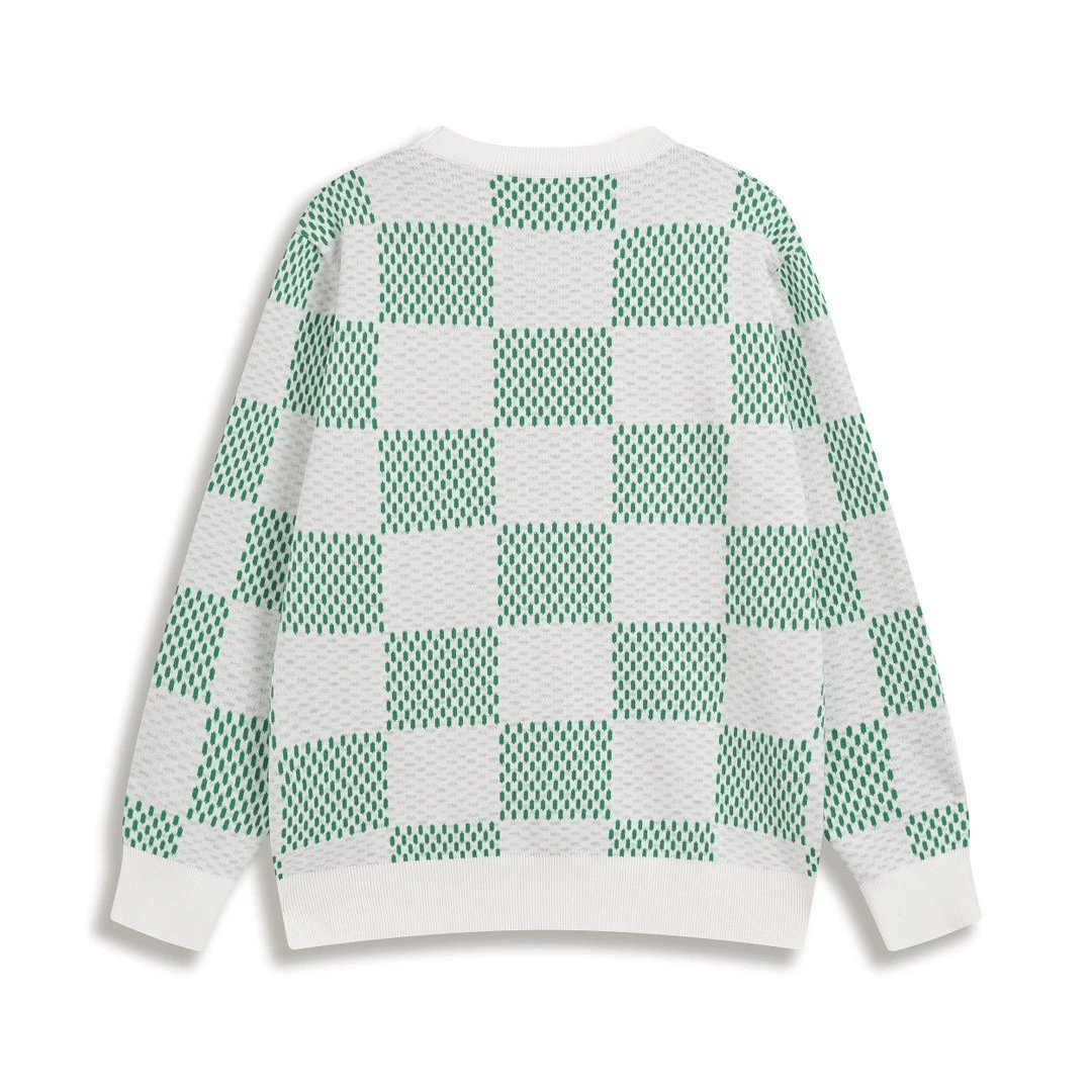 A14 green (checkerboard round neck sweater)