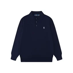 thumbnail for polo collar knit sweater for men and women loose lazy style RL