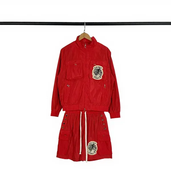 Design Saint Vanity Red Utility Set with Embroidered Patch Jacket and Skirt Sets - 1