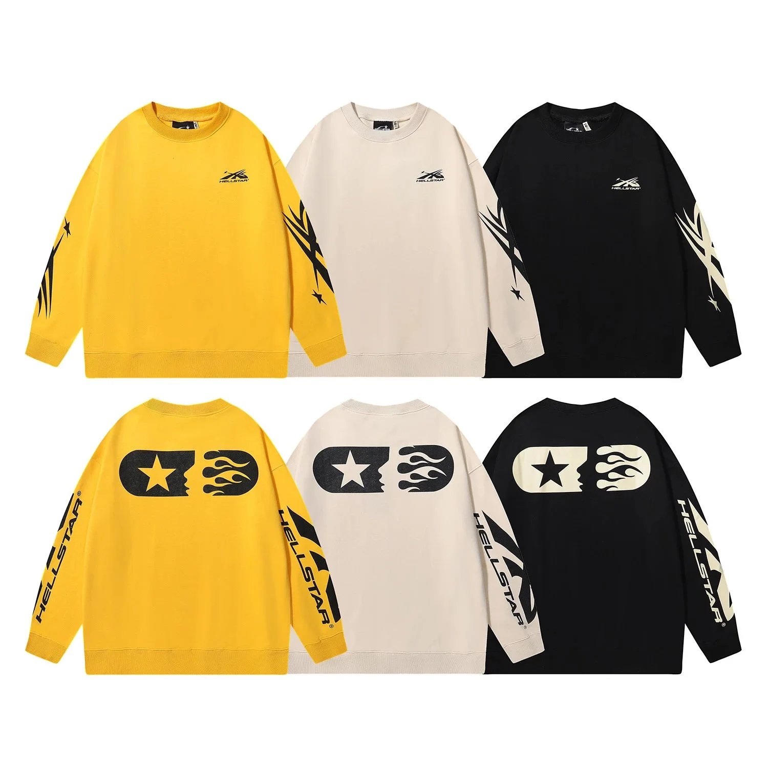 Design Flame Print Yellow Sweatpants - 3