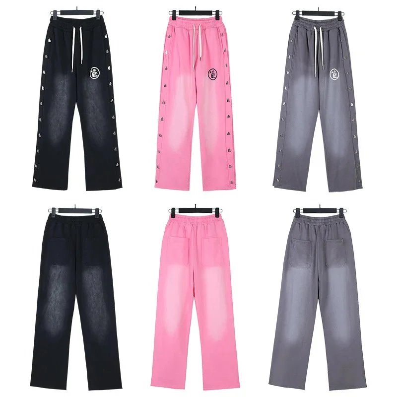 Washed Black Distressed Casual Pants