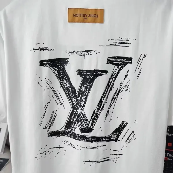 Louis Vuitton Distressed Logo Black T-Shirt - 7