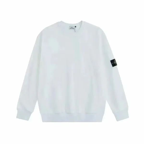Stone Island Logo Embroidered Black Crewneck Sweatshirt - 12