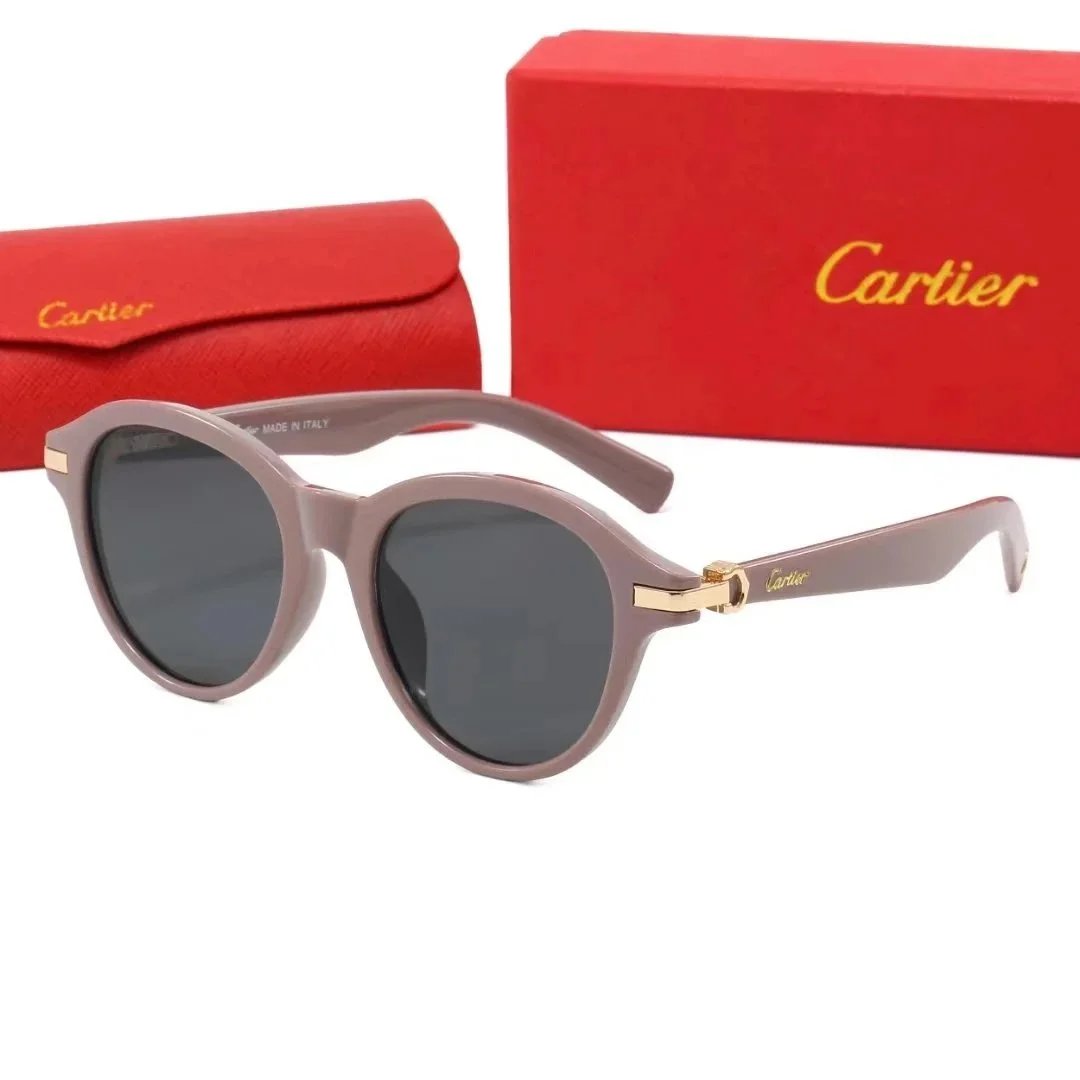 Cartier Santos de Cartier Rimless Sunglasses Gold Frame Black Lenses - 9