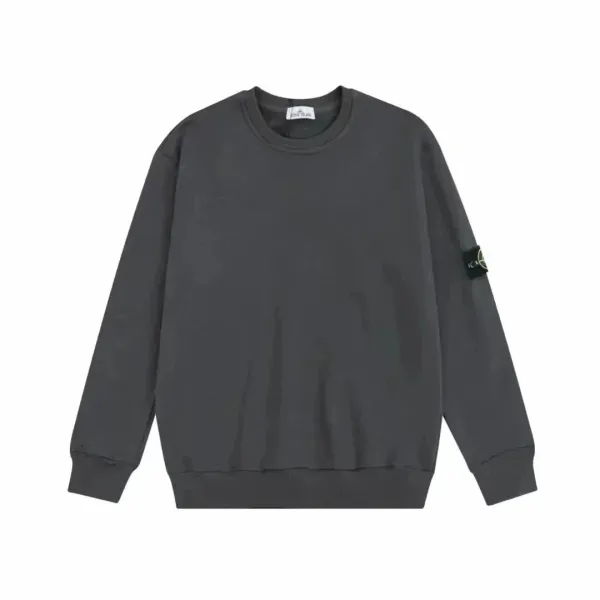 Stone Island Logo Embroidered Black Crewneck Sweatshirt - 13