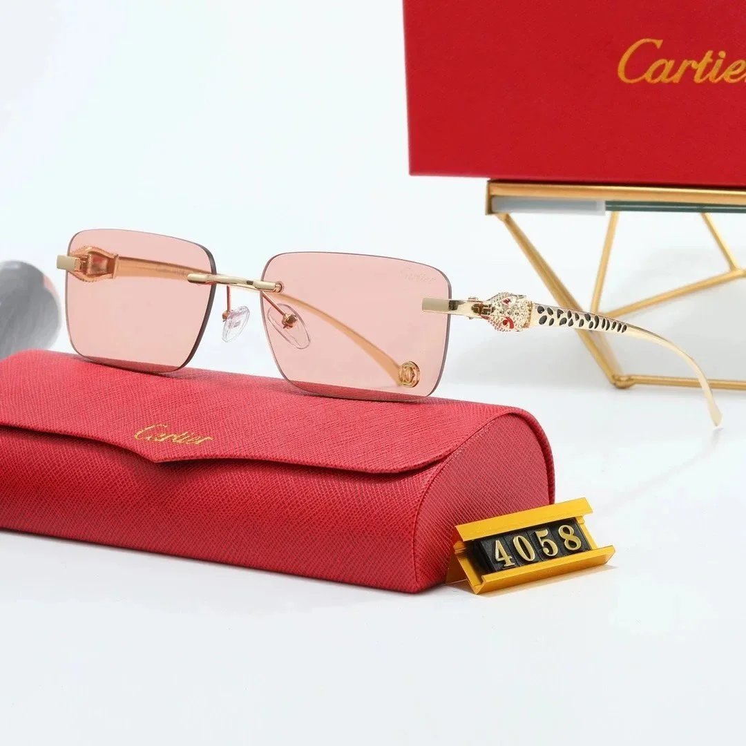 Cartier Santos de Cartier Rimless Sunglasses Gold Frame Black Lenses - 4