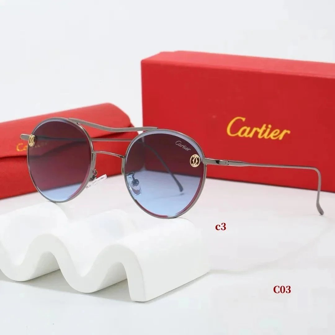 Cartier Santos de Cartier Rimless Sunglasses Gold Frame Black Lenses - 7