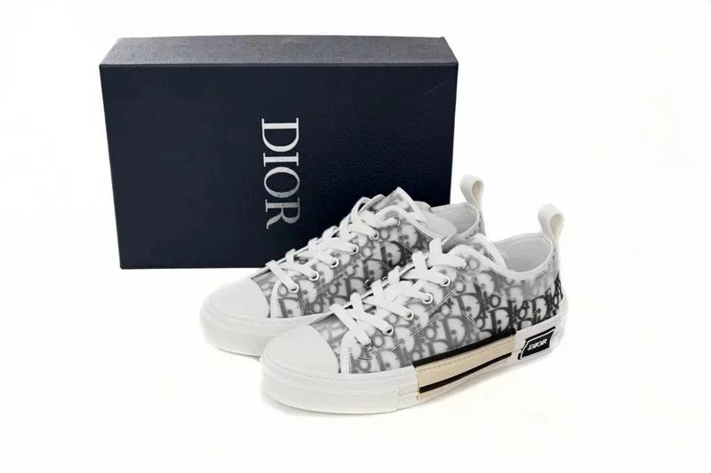 Dior B23 Oblique Print Black and White Sneakers - 10