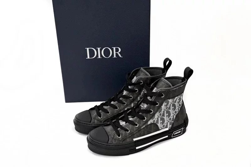 Dior B23 Oblique Print Black and White Sneakers - 8