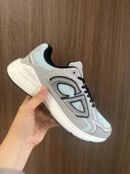 Dior B23 Low Light Blue and Gray Sneakers - 1
