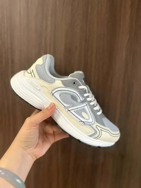 Dior B23 Low Cream Gray Sneakers - 1