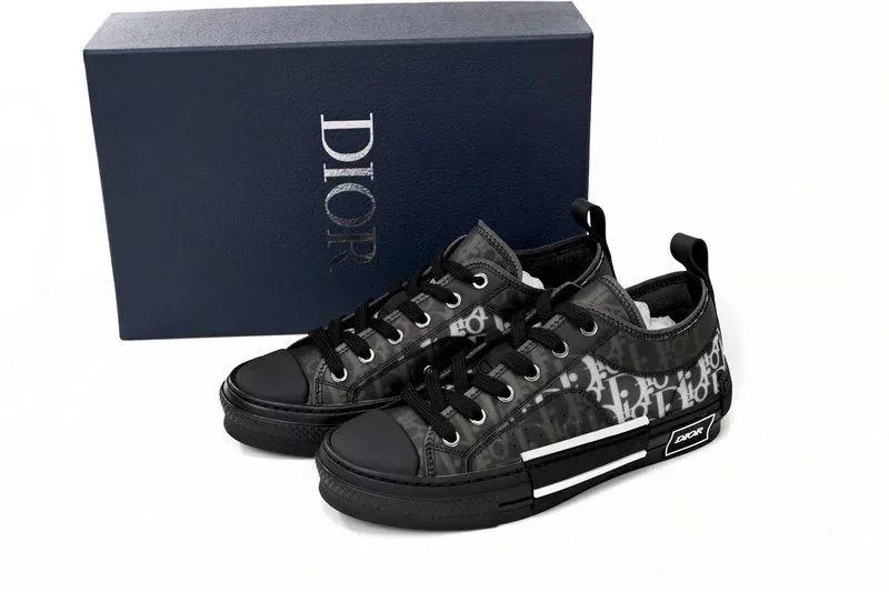 Dior B23 Oblique Print Black and White Sneakers - 6