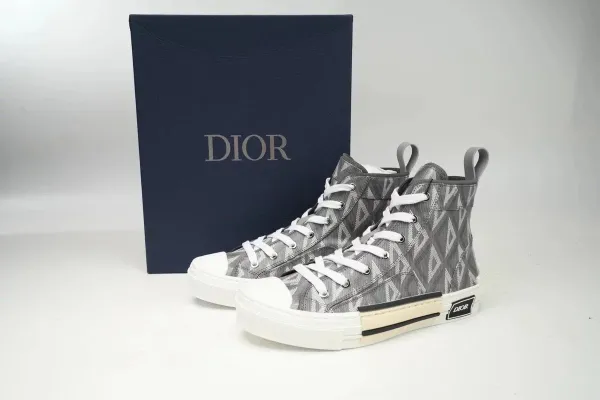 Dior B23 High-Top Sneakers Gray Oblique Print Sneakers - 1