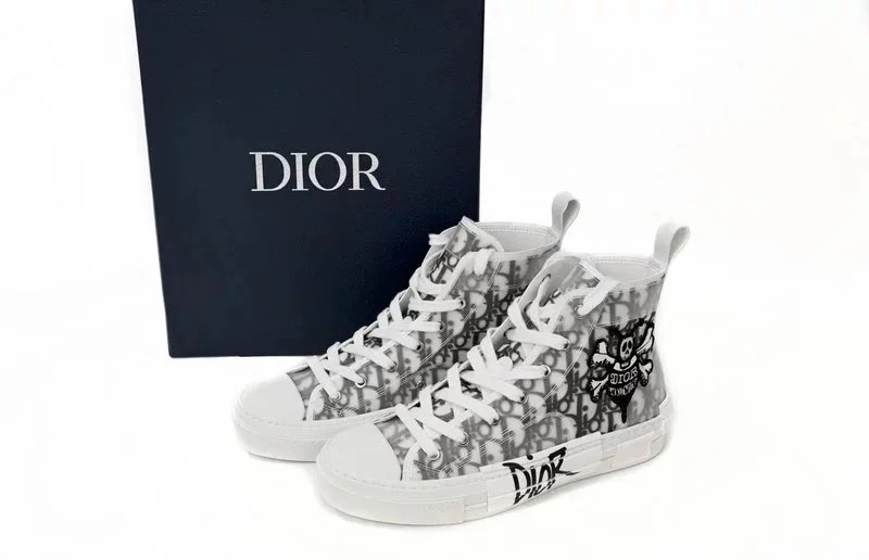 Dior B23 Oblique Print Black and White Sneakers - 9