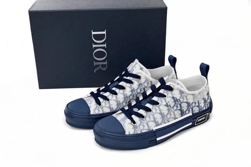 Dior B23 Oblique Print Black and White Sneakers - 12