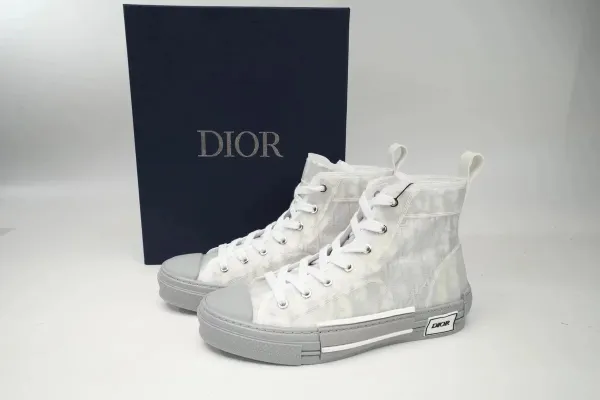 Dior B23 High-Top Sneakers White / Gray Oblique Print Sneakers - 1