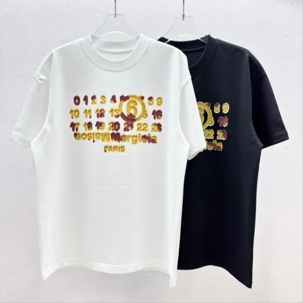 Design Abstract Numbered 'W' Graphic T-Shirt White - 10