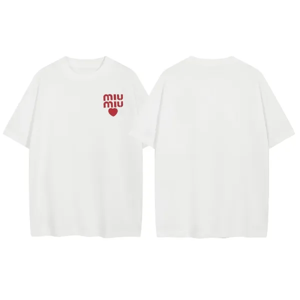 Miu Miu Heart Logo White T-Shirt - 1