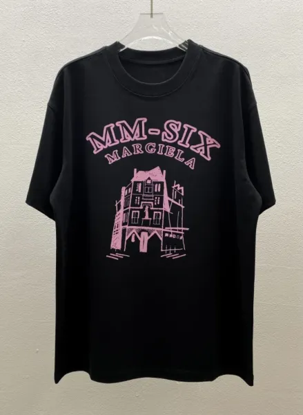 MM6 Maison Margiela MM-SIX Graphic Print Black T-Shirt - 1