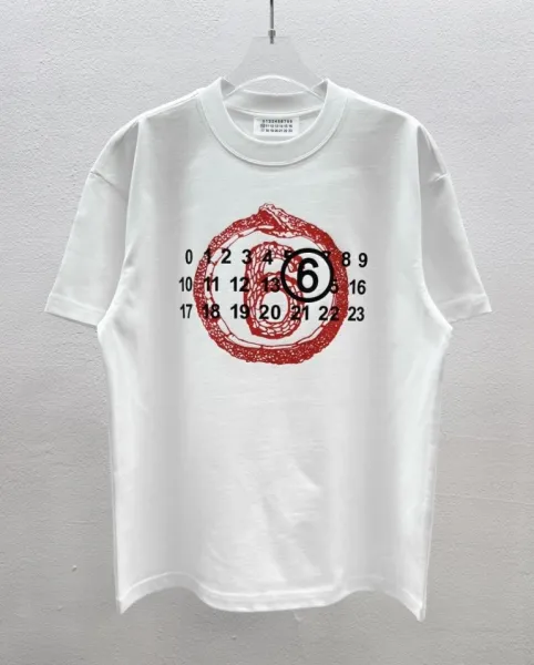 Design Abstract Numbered 'W' Graphic T-Shirt White - 35