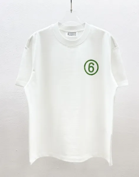 Comme des Garçons Play Number 6 Green Logo White T-Shirt - 1