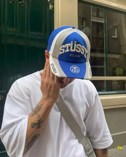 Stüssy Bold Logo Blue and Gray Baseball Cap - 13