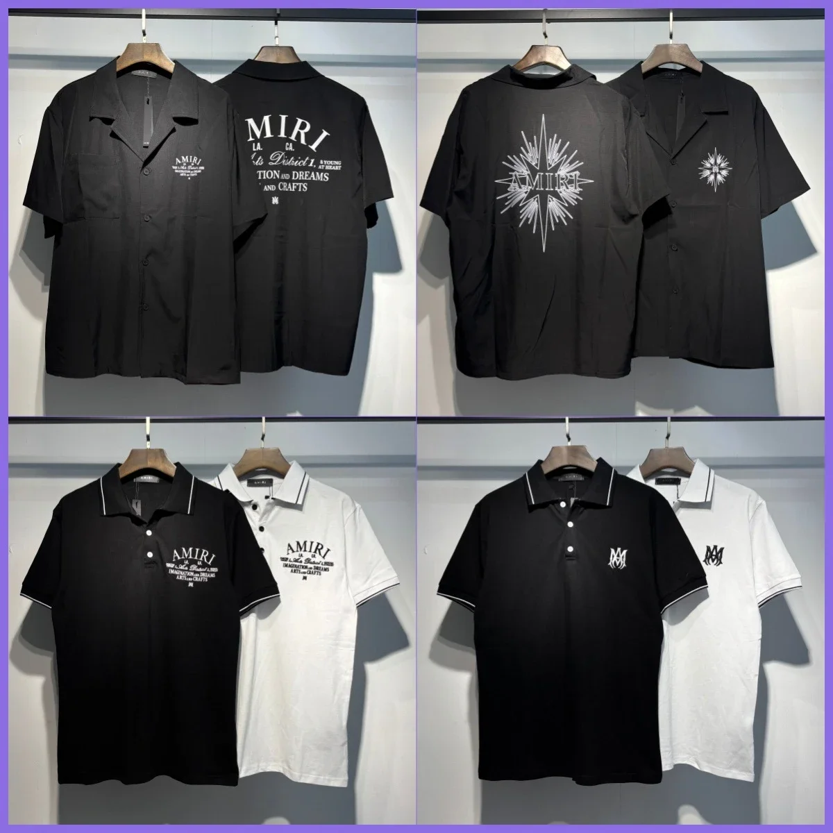 Printed Street Loose Polo Shirt Women's Short Sleeve Men's T-Shirt Rice