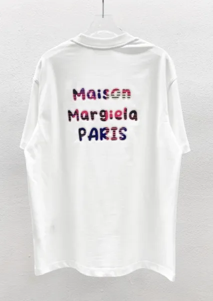 Maison Margiela Paris Multicolor Logo Print White T-Shirt - 1