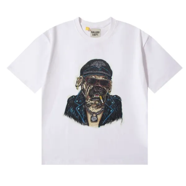 Gallery Dept. Dog Biker Graphic White T-Shirt - 1