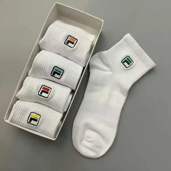 Fila Logo Embroidered Ankle Socks White - 1