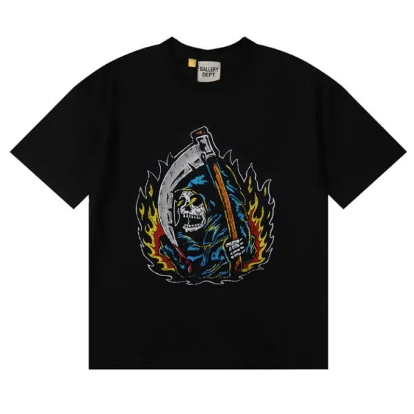 Gallery Dept Grim Reaper Flame Graphic T-Shirt Black - 1