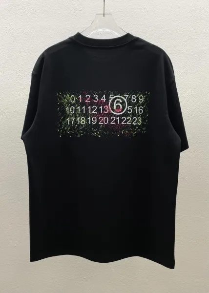Maison Margiela Numbered Sequin Print Black T-Shirt - 1
