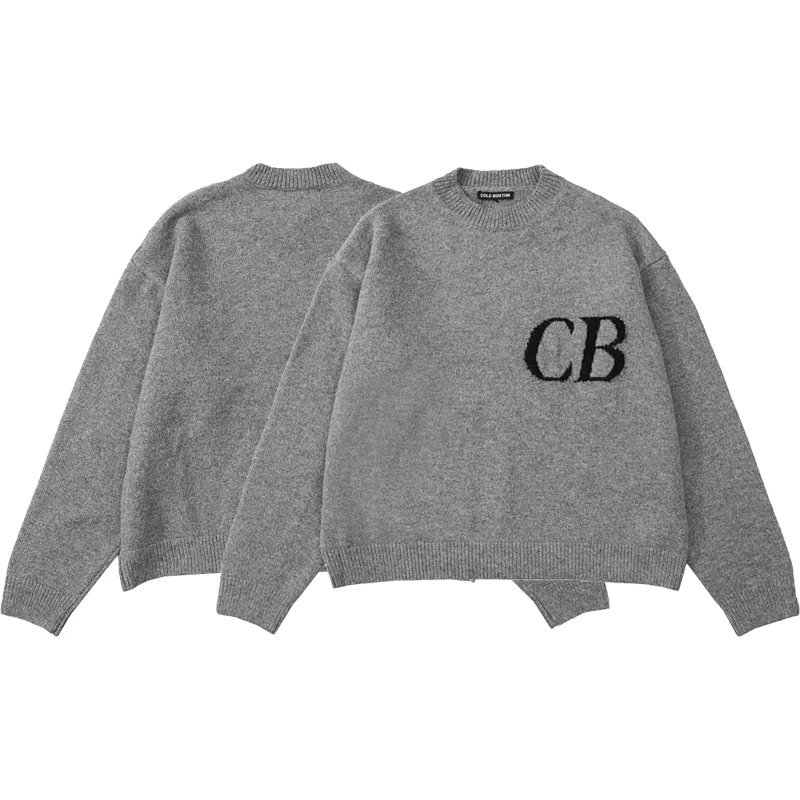 Minimalist Letter Jacquard Women's Couple Sweater photo 2