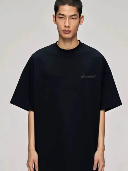 Essentials Oversized Logo Black T-Shirt - 8
