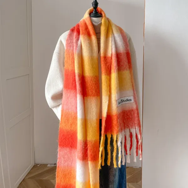 Acne Studios Gradient Plaid Wool Scarf Multicolor Scarf Scarves - 1