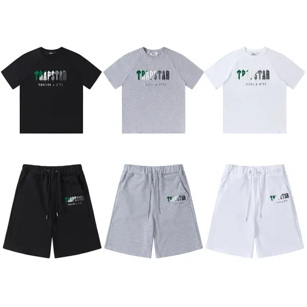 Trapstar Logo Embroidered Gray Sweat Shorts - 11
