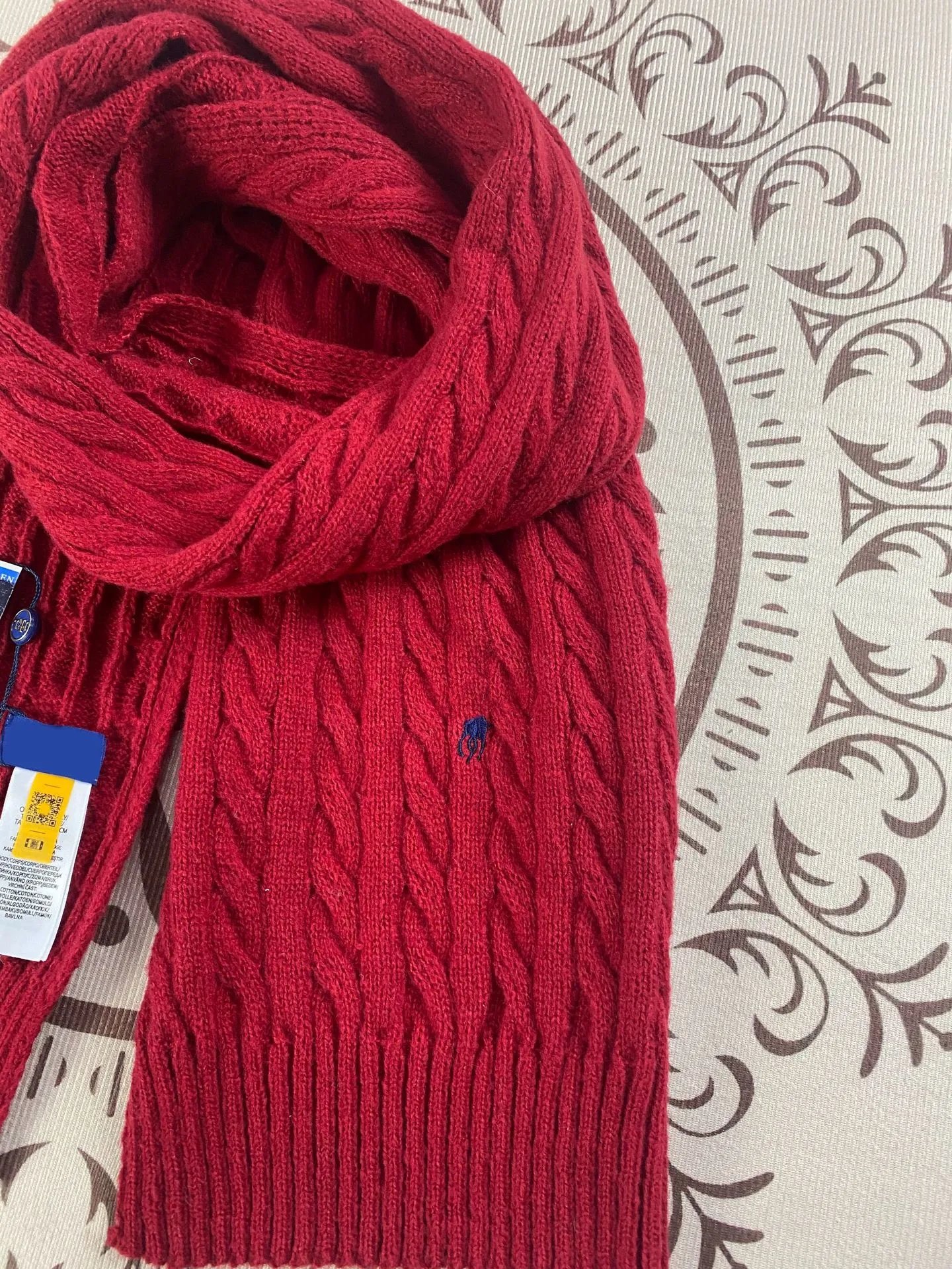 Polo Ralph Lauren Cable Knit Scarf Burgundy - 17