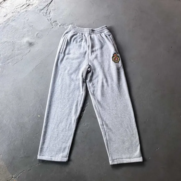 Burberry Crest Embroidered Sweatpants Gray - 1
