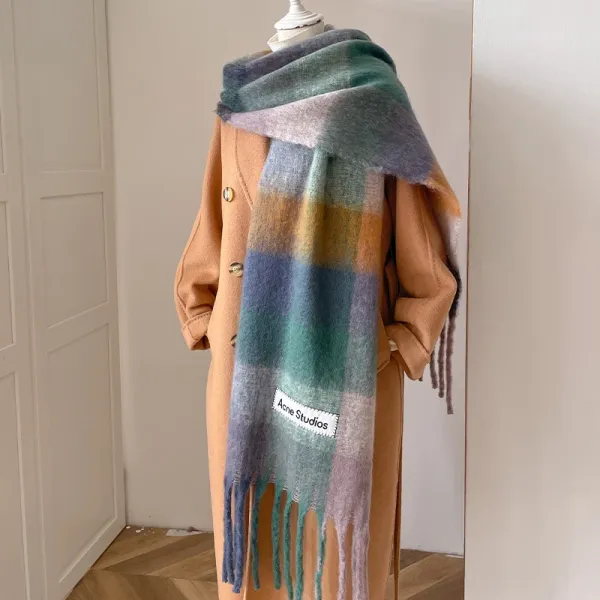 Acne Studios Oversized Plaid Cashmere Scarf Multicolor Scarves - 1