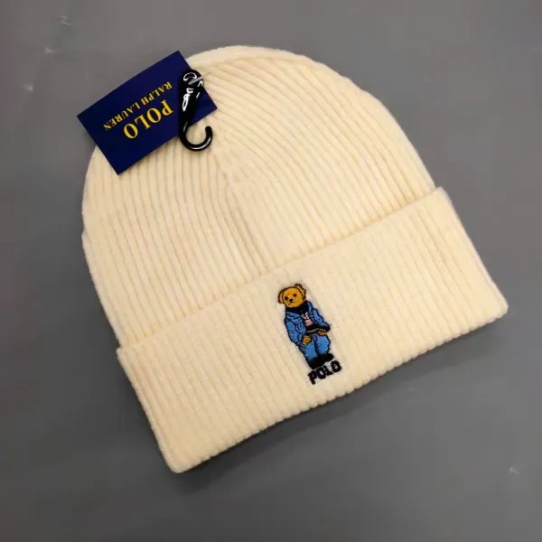 Polo Ralph Lauren Bear Embroidered Beanie Cream - 1