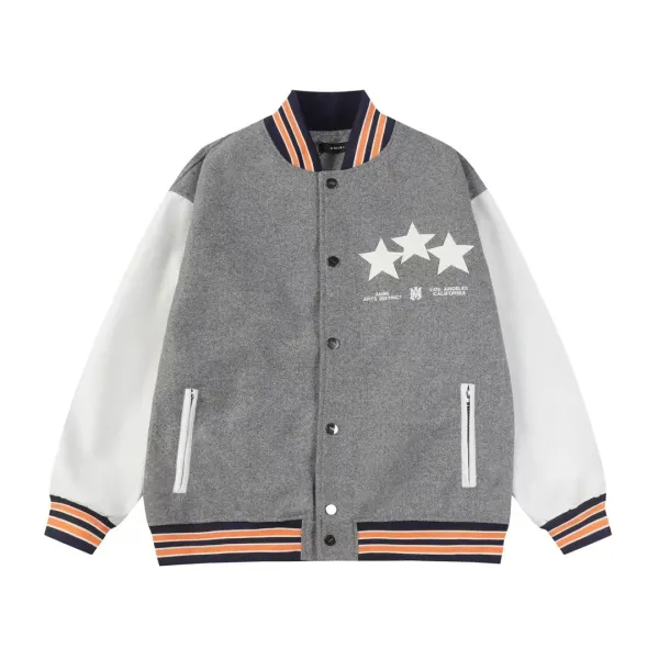 Amiri Three Stars Varsity Jacket Gray - 1