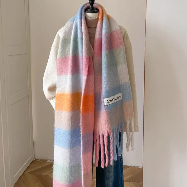Acne Studios Rainbow Check Scarf Multicolor Cashmere Scarf Scarves - 1