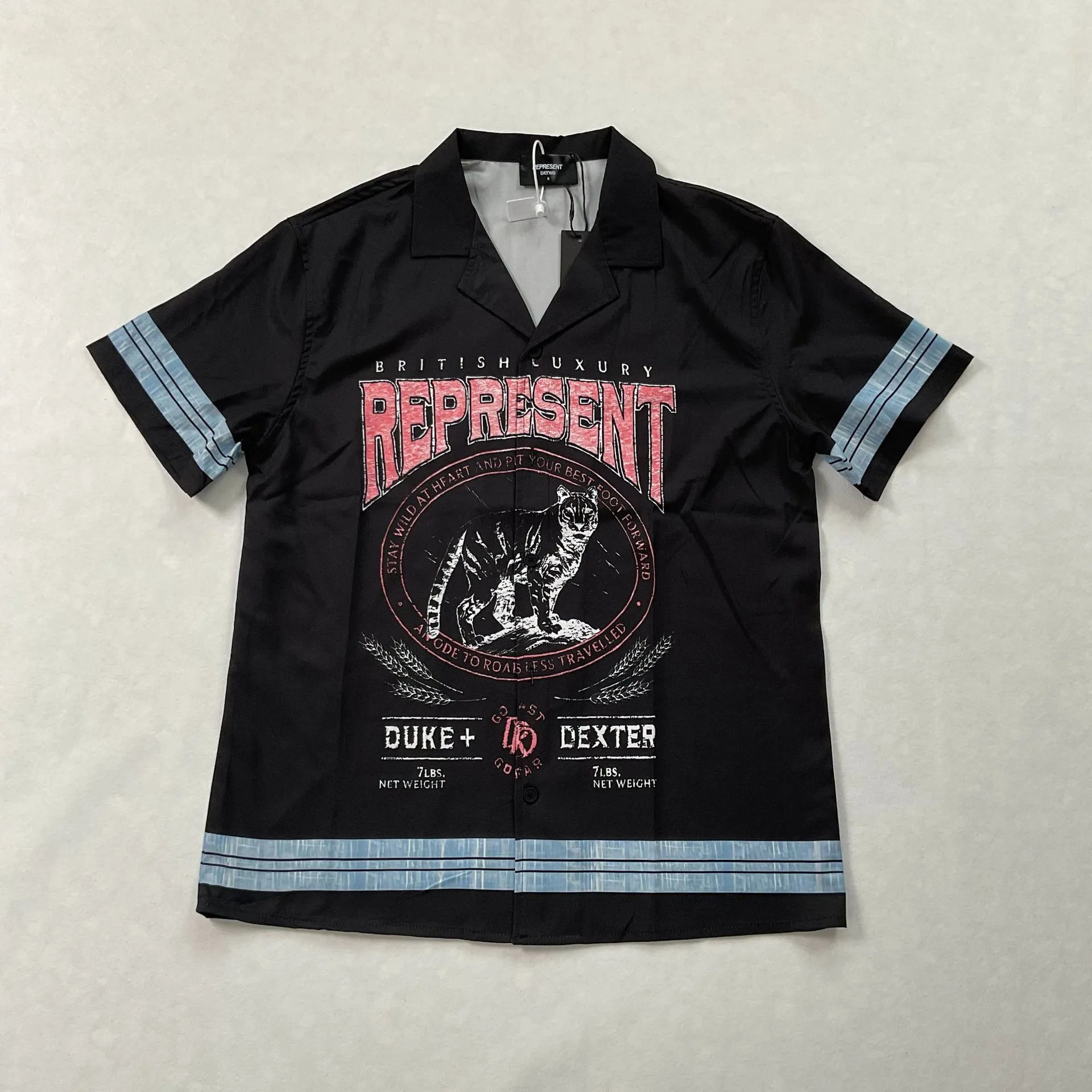 Letter Print Collared Short Sleeve Shirt photo 3